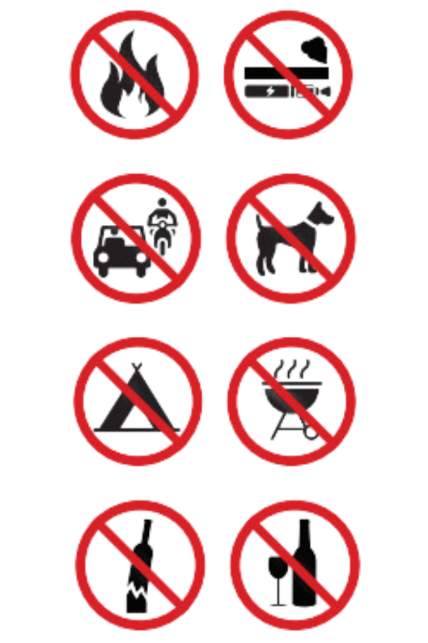 Signs indicating park rules.